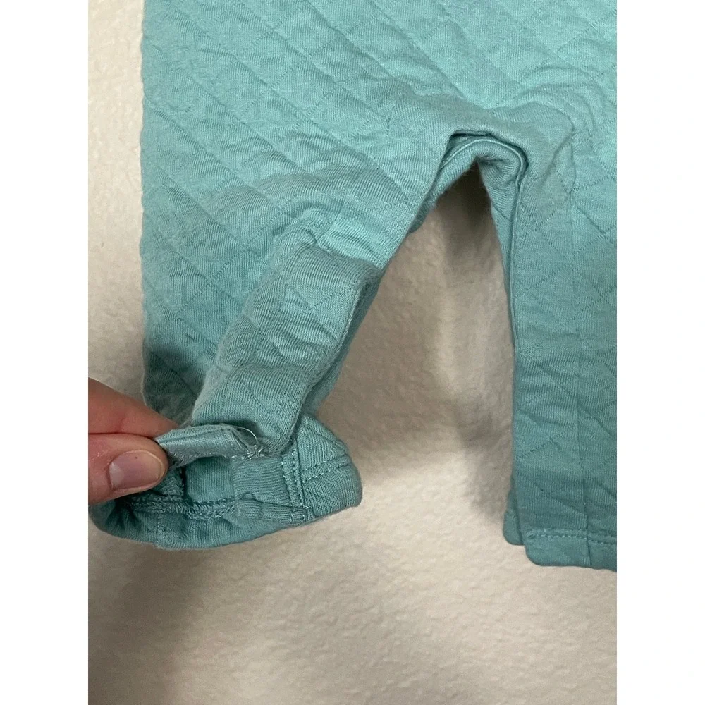 Janie and Jack Baby‎ Quilted Shawl Collar Onesie Teal Jumpsuit 0-3M Preppy Warm